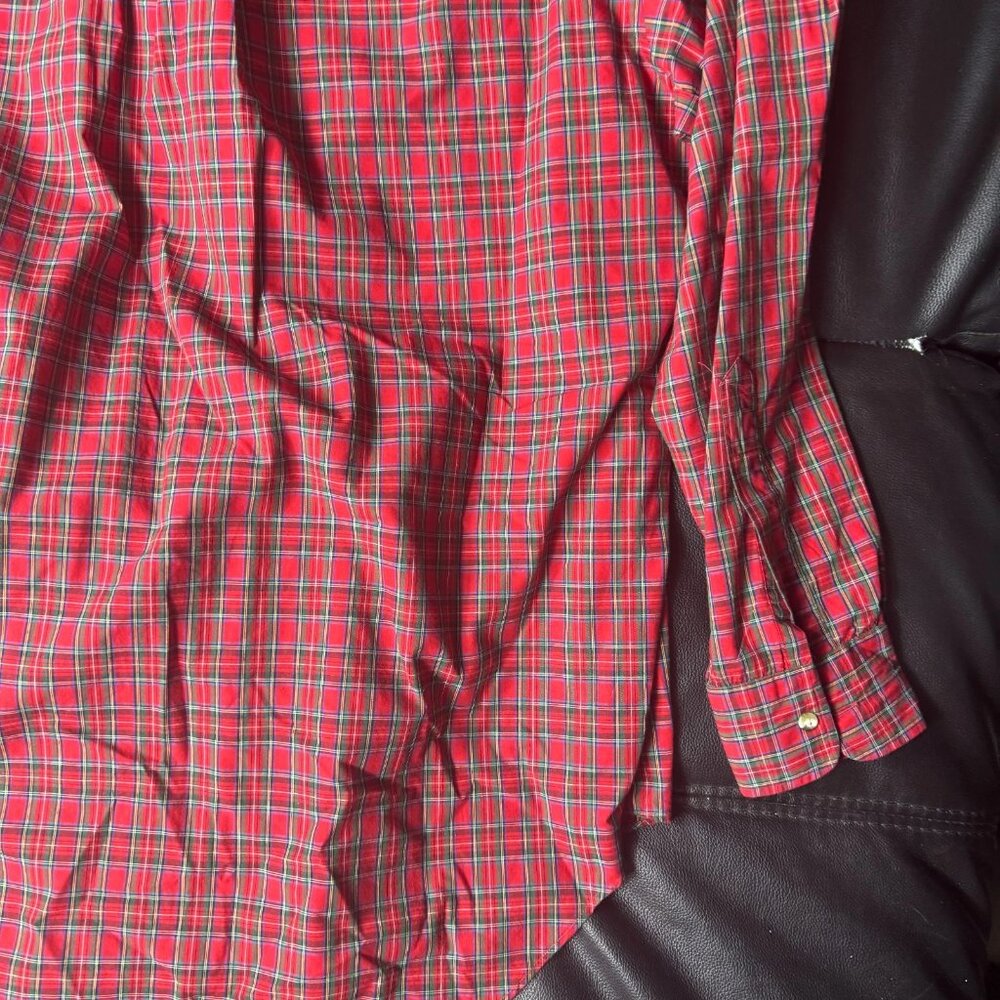 Vintage Huntington Men's Dress Shirt Red Plaid Egyptian Cotton Size 16.5-34 - Picture 8 of 14